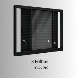 Janela de Alumínio Veneziana de Correr Lateral 3 Folhas Móveis 100x150cm Riobras - 4 Janela de Alumínio Veneziana de Correr Lateral 3 Folhas Móveis 100x150cm Riobras - 4
