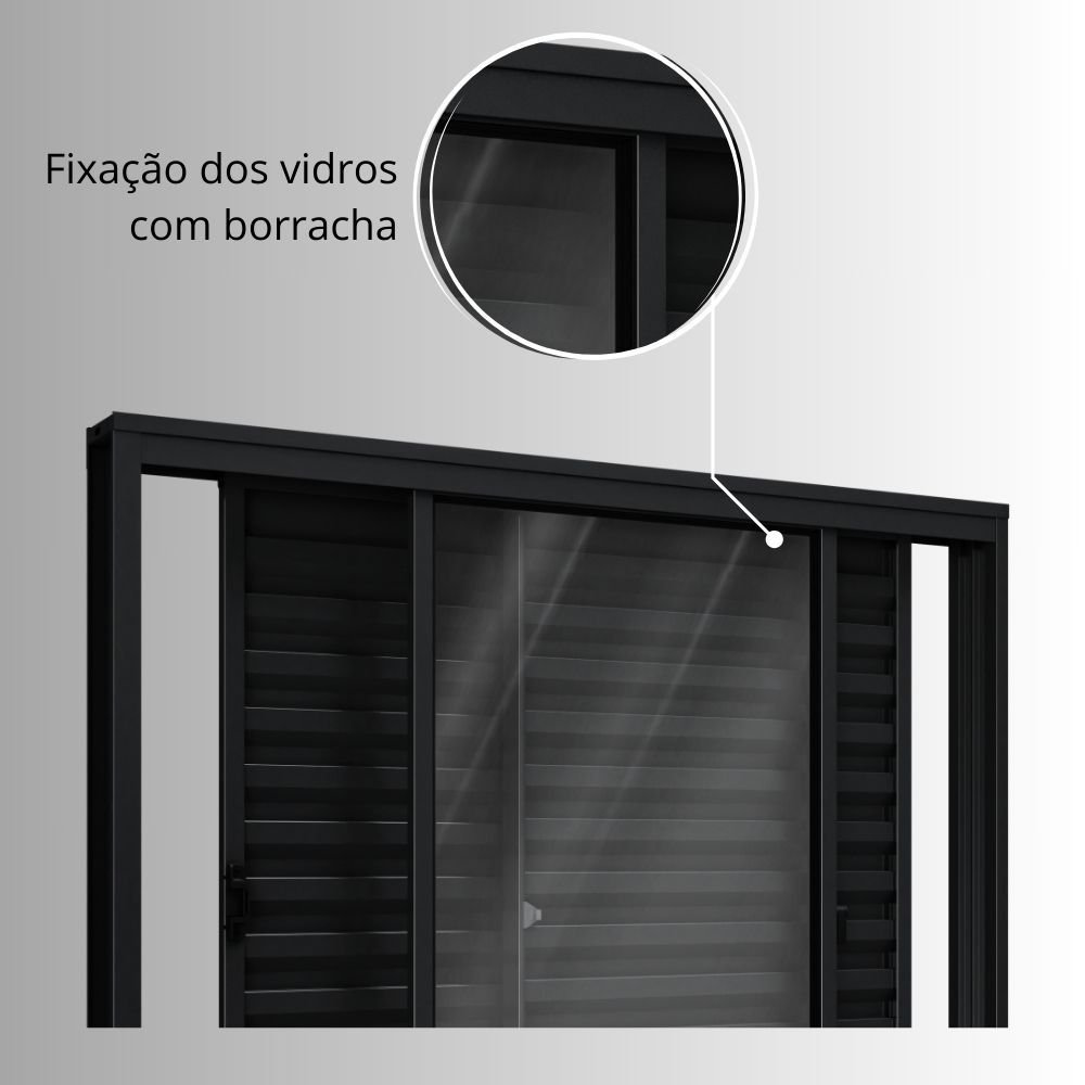 Janela de Alumínio Veneziana de Correr Lateral 3 Folhas Móveis 100x150cm Riobras - 7