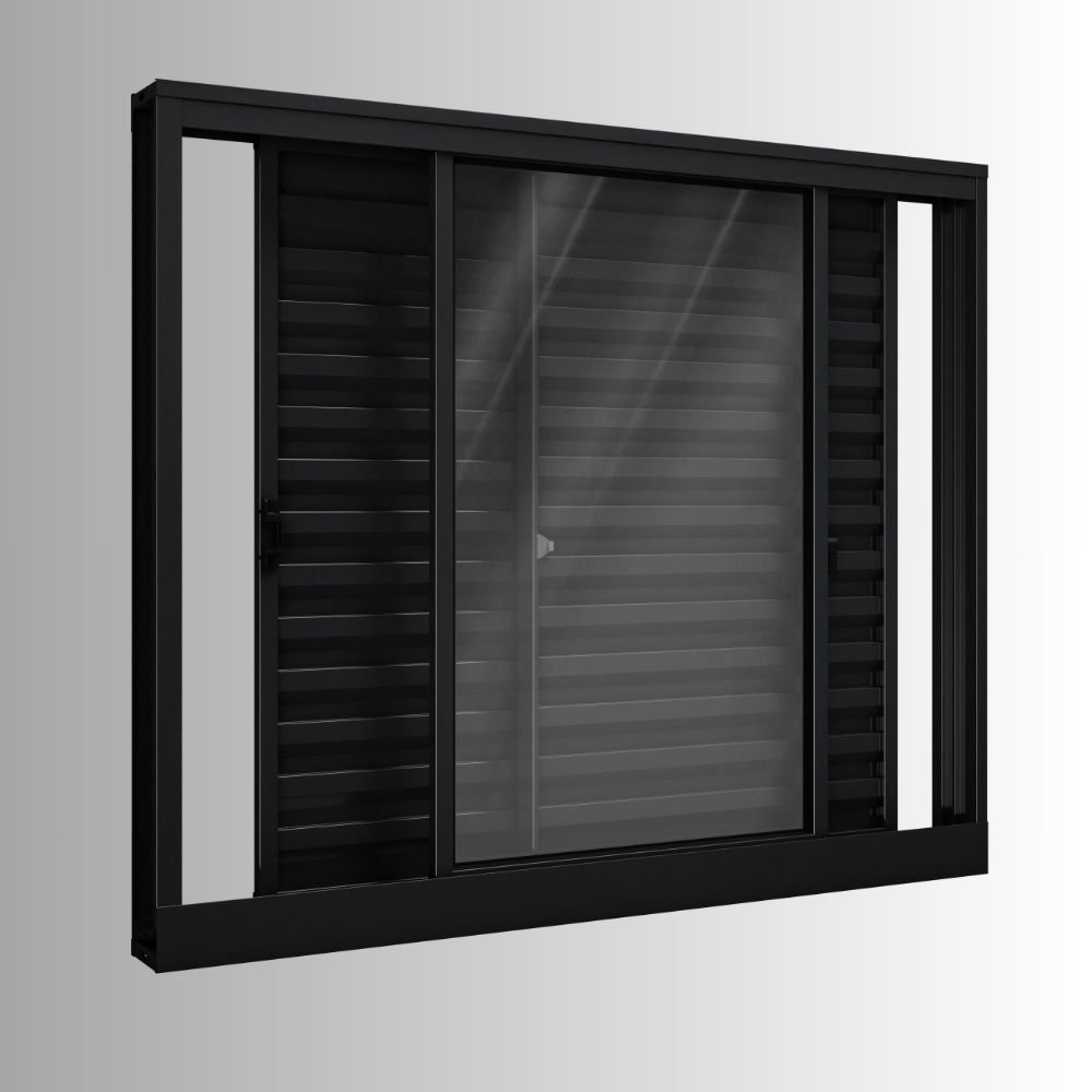Janela de Alumínio Veneziana de Correr Lateral 3 Folhas Móveis 100x150cm Riobras - 6