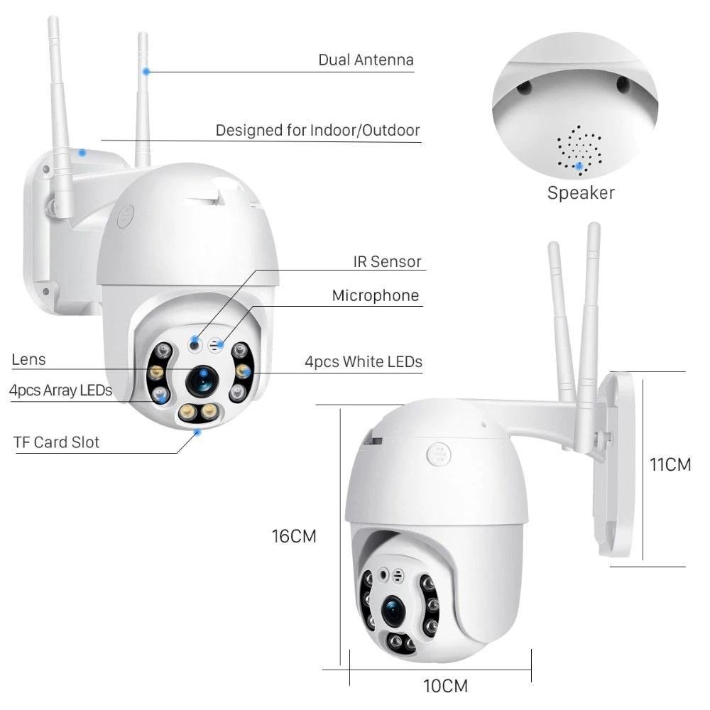 Camera Ip Yoosee Ptz Wifi 2mp Onvif Audio Ip66 - 2