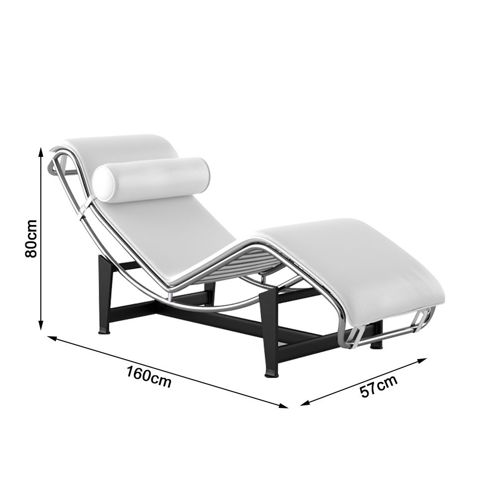 Chaise Lc-4 Cromada em Sued Branco - 2