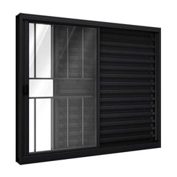 Janela de Alumínio Veneziana de Correr Lateral com Grade 3 Folhas 100x100cm Riobras - 1