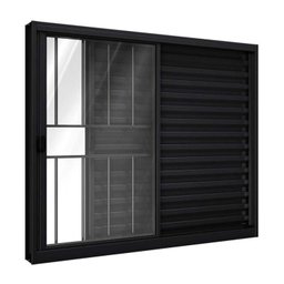 Janela de Alumínio Veneziana de Correr Lateral Com Grade 3 Folhas 100x150cm Riobras - 1
