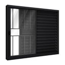 Ver imagem 2 de Janela Veneziana de Correr 3 Folhas com Grade Alumínio Preto 100x150cm Riobras Alumínio