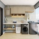 Ver imagem 2 de Lavanderia Modulada 2 Peças 3 Portas Simone Mendes Marrom/Carvalho/Greige