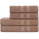 Ver imagem 1 de Jogo de Toalhas de 100% Algodão Alta Absorção (2 Banho + 2 Rosto ) Padrão Hotel/pousada - Bege