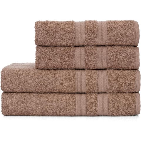 Jogo de Toalhas de 100% Algodão Alta Absorção (2 Banho + 2 Rosto ) Padrão Hotel/pousada - Bege