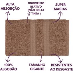 Jogo de Toalhas de 100% Algodão Alta Absorção (2 Banho + 2 Rosto ) Padrão Hotel/pousada - Bege - 4