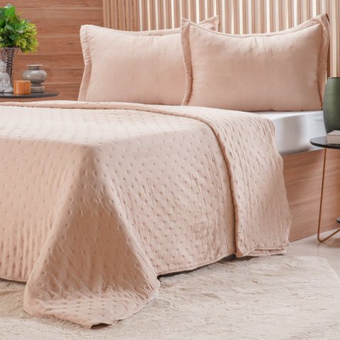 Kit Colcha Queen Miraggio New Soft 100% Poliéster 240x260cm Avelã Leve