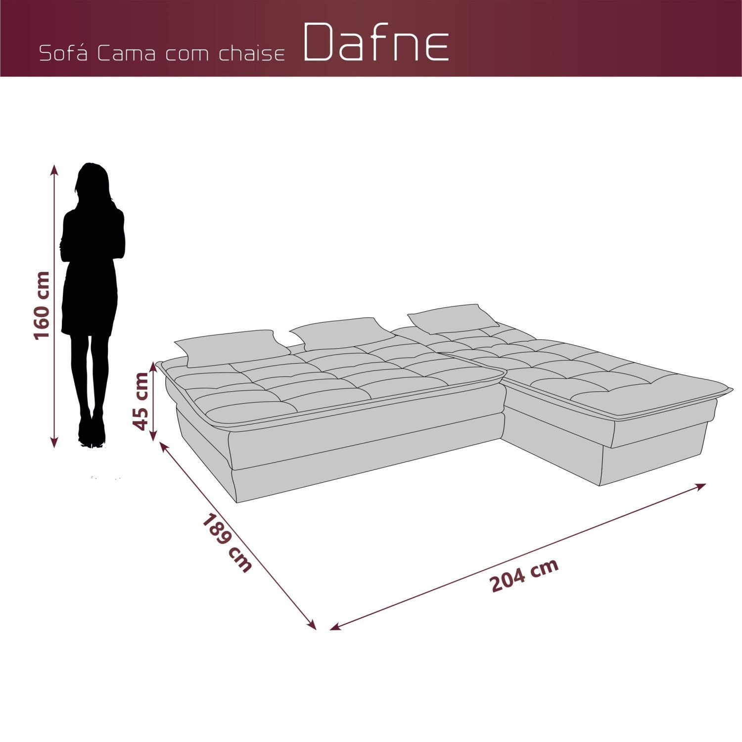 Sofá Cama com Chaise 2 Lugares Reclinável Dafne Matrix - 3