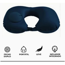 Travesseiro Almofada de Pescoço Inflável e Portátil - Azul - 2
