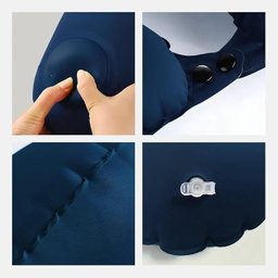 Travesseiro Almofada de Pescoço Inflável e Portátil - Azul - 3