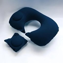 Travesseiro Almofada de Pescoço Inflável e Portátil - Azul - 1