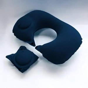 Travesseiro Almofada de Pescoço Inflável e Portátil - Azul