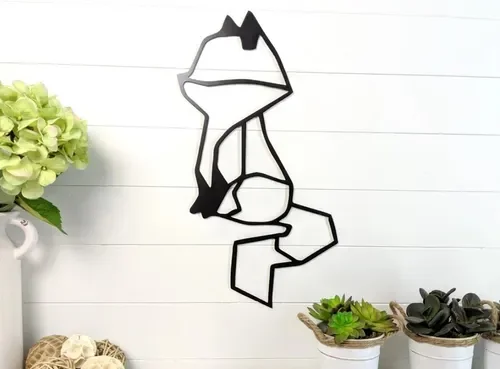 Painel Decorativo Raposa geometrico mdf preto 59cm - 2