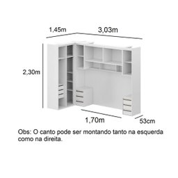 Quarto Modulado Casal Cama Queen Mdf Lotus Belmax:branco - 3