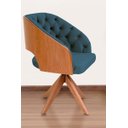 Ver imagem 1 de Poltrona Decorativa Mari Laminada Pé Giratório de Madeira Capitonê Cor:azul Marinho