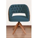 Ver imagem 2 de Poltrona Decorativa Mari Laminada Pé Giratório de Madeira Capitonê Cor:azul Marinho