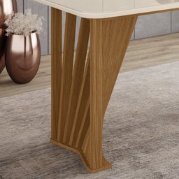 Mesa de Jantar 8 Lugares 200cm Tampo MDF com Vidro Canto Arredondado Adriana - 4