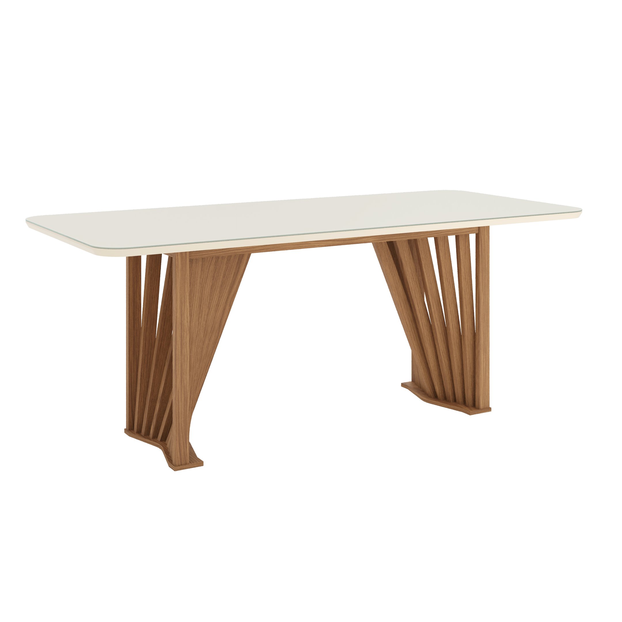 Mesa de Jantar 8 Lugares 200cm Tampo MDF com Vidro Canto Arredondado Adriana - 2