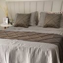 Ver imagem 1 de Peseira Drapeada Dupla Face em Veludo Cama Solteiro Cor:camurça