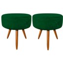 Ver imagem 1 de Kit 02 Puffs Redondo Suede Verde Pés Palito