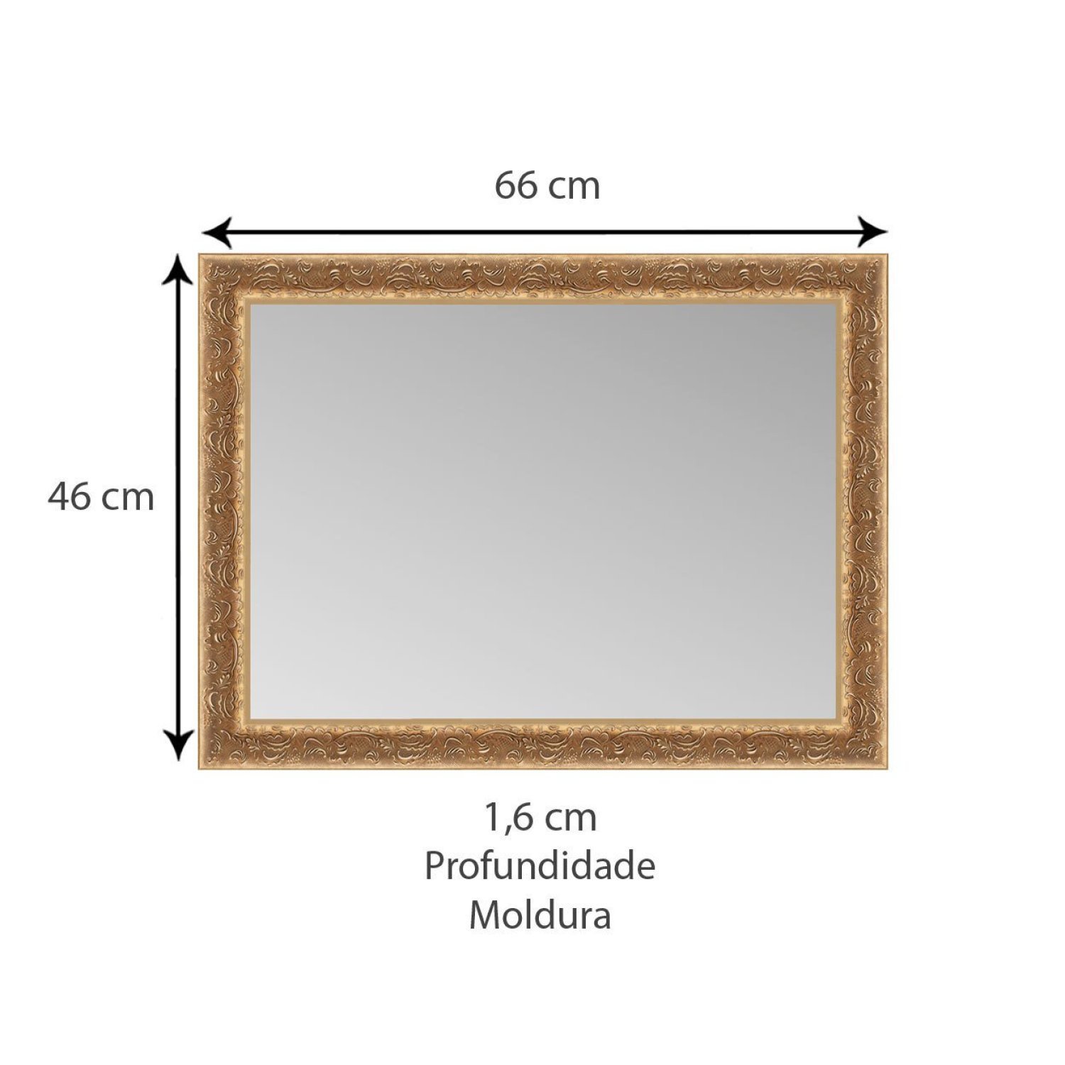Espelho Decorativo com Moldura Gravada 66x46cm Decore Pronto - 4
