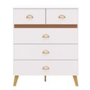 Ver imagem 4 de Cômoda para Quarto 91cm 5 Gavetas Ibiza Flex Branco/camarim - Vila Rica