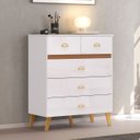 Ver imagem 2 de Cômoda para Quarto 91cm 5 Gavetas Ibiza Flex Branco/camarim - Vila Rica