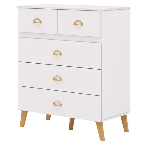 Cômoda para Quarto 91cm 5 Gavetas Ibiza Flex Branco/camarim - Vila Rica