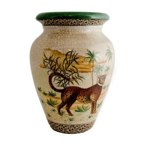 Cerâmica Leopardo da China: Vaso Imponente para Decoração Sofisticada