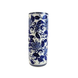 Vaso Porta Guarda Chuva Decorativo Azul e Branco 40x15cm M - 1