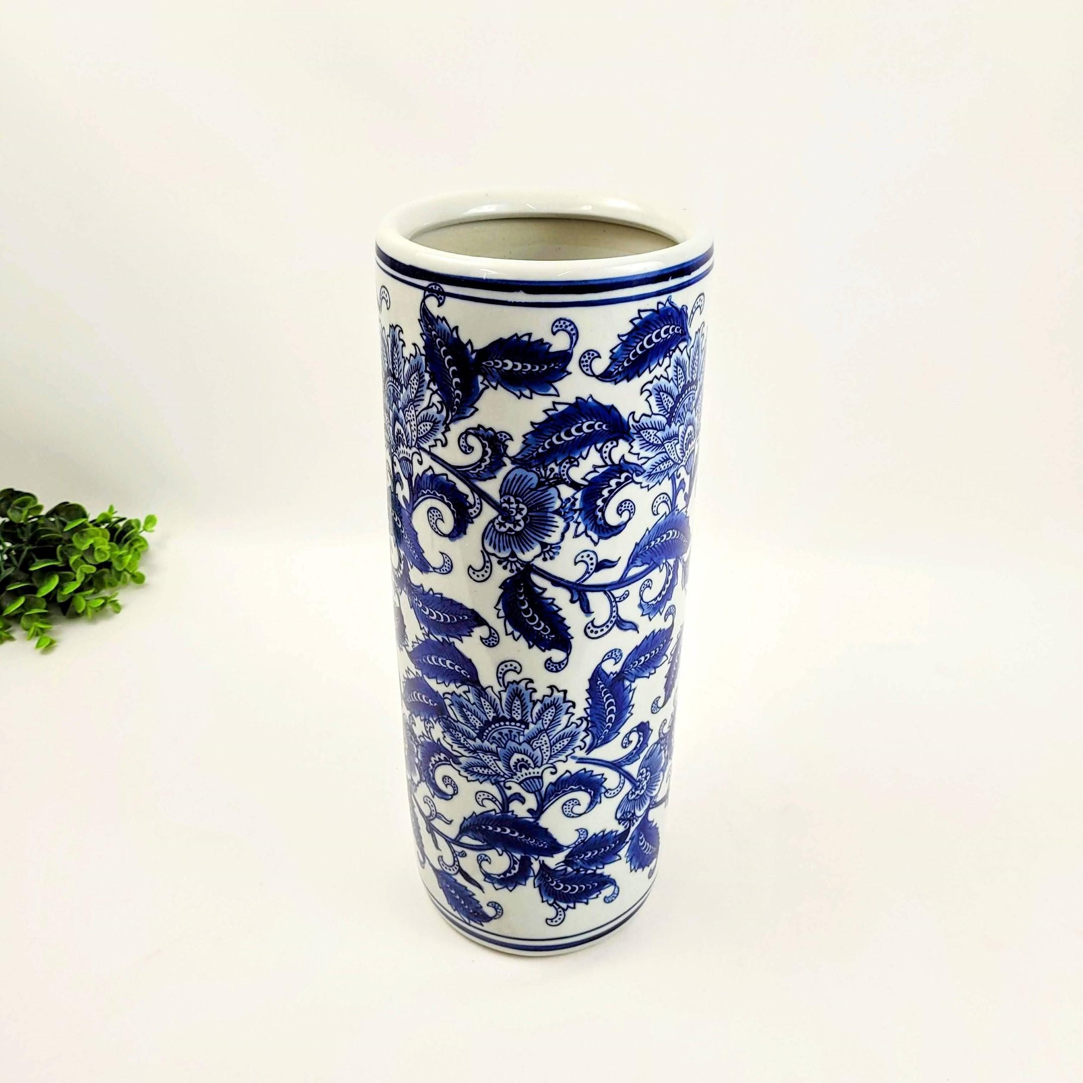 Vaso Porta Guarda Chuva Decorativo Azul e Branco 40x15cm M - 4