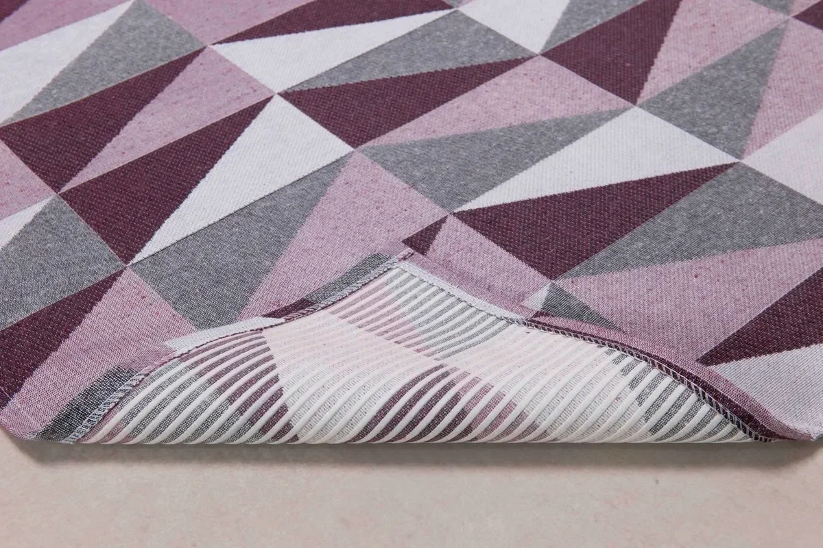 Tapete Passadeira para Corredor Pé Da Cama Tear Geométrica Vinho - 2