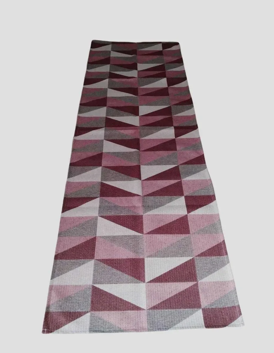 Tapete Passadeira para Corredor Pé Da Cama Tear Geométrica Vinho - 1