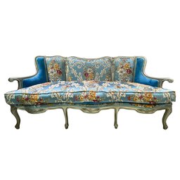 Namoradeira Sofá de 3 Lugares com Par de Poltrona Azul Florido - 3