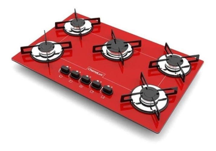 Fogão Cooktop Chamalux 5 Bocas Ultra Chama Vermelho 110/220