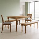 Ver imagem 3 de Mesa de Jantar 6 Lugares 160cm com 02 Bancos de Madeira e 02 Cadeiras Lazuli F06 Freijó - Lyam Decor