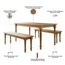 Ver imagem 5 de Mesa de Jantar 6 Lugares 160cm com 02 Bancos de Madeira e 02 Cadeiras Lazuli F06 Freijó - Lyam Decor