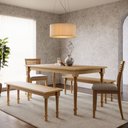 Ver imagem 4 de Mesa de Jantar 6 Lugares 160cm com 02 Bancos de Madeira e 02 Cadeiras Lazuli F06 Freijó - Lyam Decor