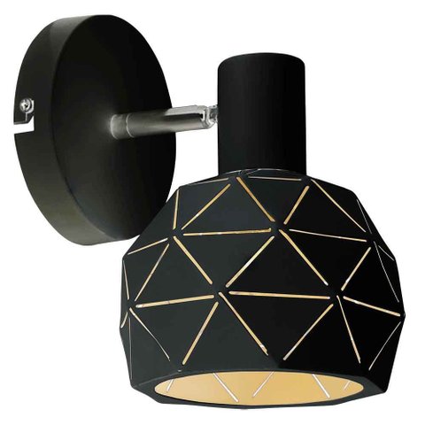 Luminária de Parede Arandela Banheiro Quarto Sala Faces Foco Direcionável Articulável E27:preto/bivo