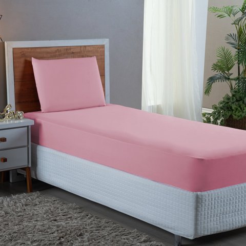Kit Lençol de Solteiro 400 Fios Poliéster 2 Peças Conjunto com Elástico e Fronha:rose