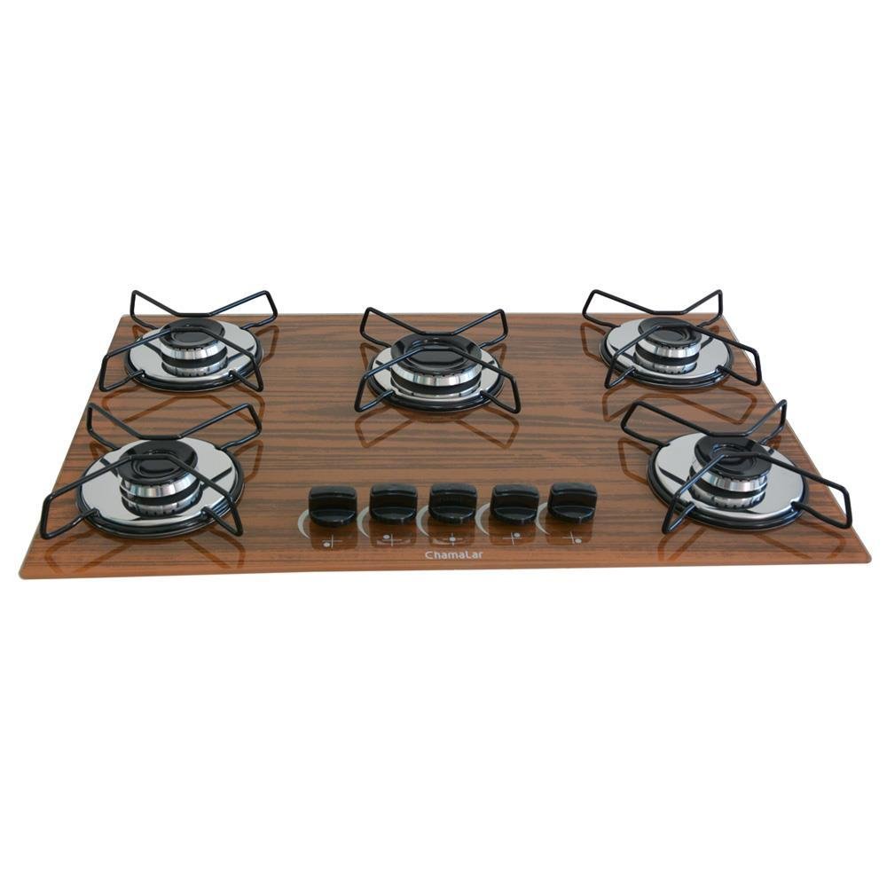 Cooktop Gás 5 Bocas Ultra Chama 127/220 Madeira