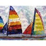 Quadro Pintura Tela artista barco vela óleo colorido 5230: 70cm (A) x 140cm (L) - 3