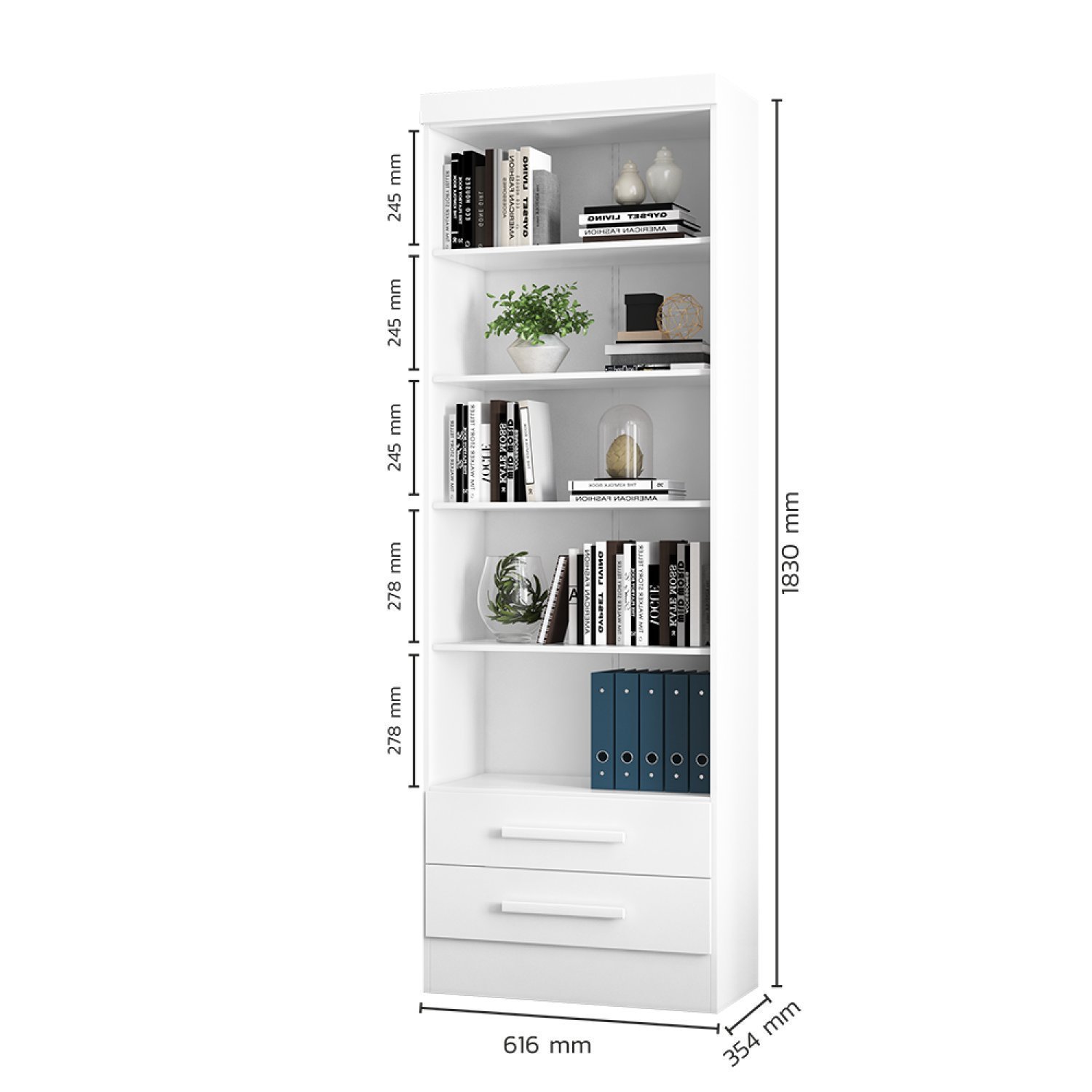 Estante para Livros 2 Gavetas 183x61,6cm  - 3