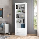 Ver imagem 1 de Estante de Livros 61,6CMX183CM 5 Prateleiras 2 Gavetas Anti-Tombamento Branco Qmovi