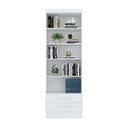 Ver imagem 2 de Estante de Livros 61,6CMX183CM 5 Prateleiras 2 Gavetas Anti-Tombamento Branco Qmovi