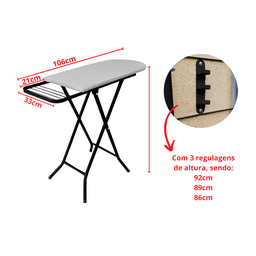 Tabua de Passar Roupa Passadeira 3 Andares Técido Térmico Dobravel Extra Forte com Porta Ferro - 5
