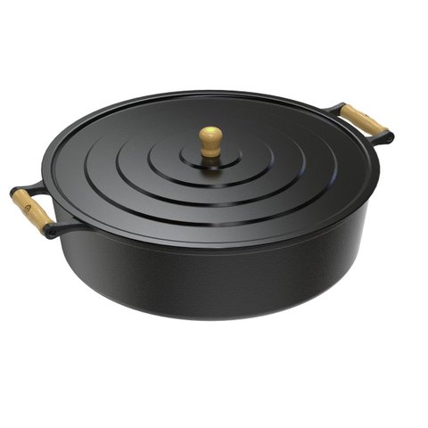 Panela Caçarola Ferro Fundido Alça Madeira com Tampa 25L N50 Libaneza