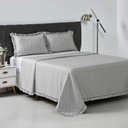 Ver imagem 3 de Kit Cobre Leito Elegance Casal Microfibra Colcha com Babado 3 Peças Cinza